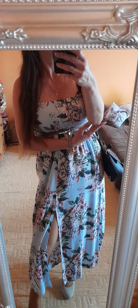 Amisu květované dlouhé šaty s rozparky, amisu,36