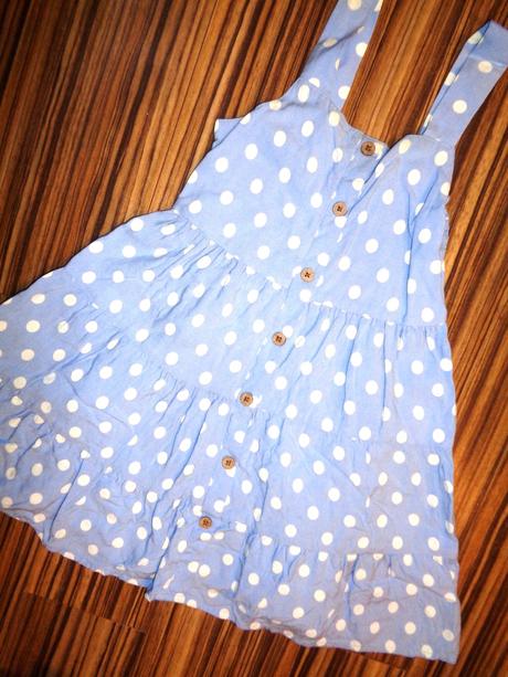 Modré šaty s bílými puntíky, f&f,110