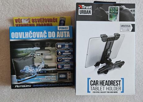 Držák na tablet do auta na opěrku hlavy+odvlhčovač, 