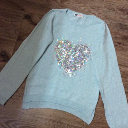 Svetřík s flitrovým srdíčkem, h&m,128