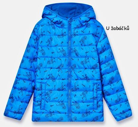 Prošívaná bunda dinosauři modrá vel. 128, sinsay,128