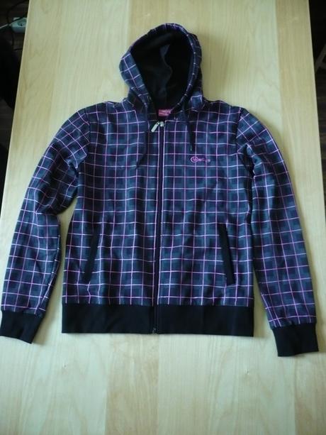 Růžovo-šedá mikina na zip, s kapucí - vel.l, l