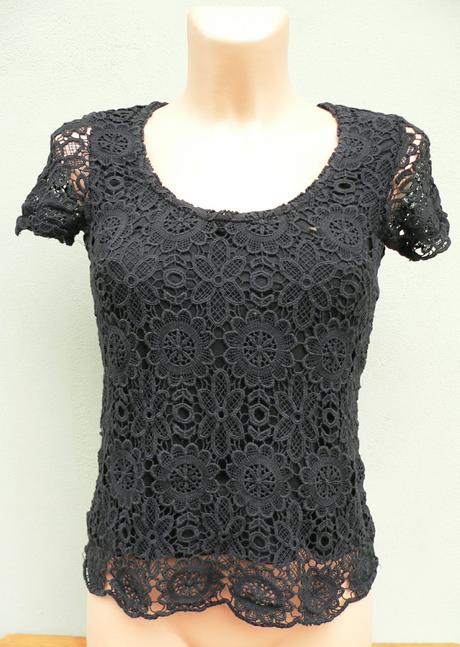 Černý krajkový top ashley brooke - vel.34, 34