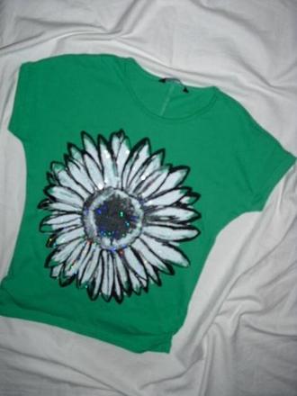 Luxusní zelené tričko s vystouplým květem, george,122