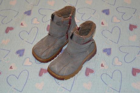 Šedé oteplené boty s kožíškem, suchý zip, 30