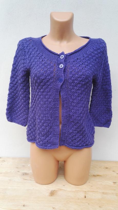 Fialový svetřík kardigan h&m - vel.170/m, h&m,m