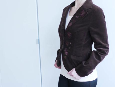 Hnede manzestrove sako s vysivkou kyticek vel.36/s, tally weijl,36