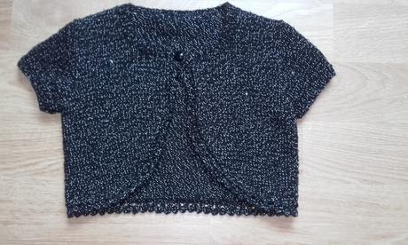 Pletené bolero so strieborným leskom, 134 / 140 / 146