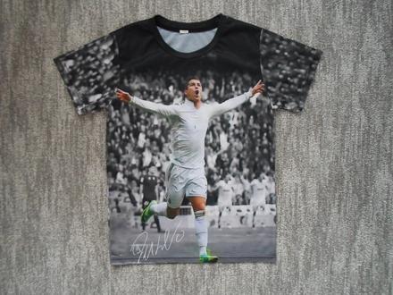 Černé tričko triko krátký rukáv ronaldo, 140