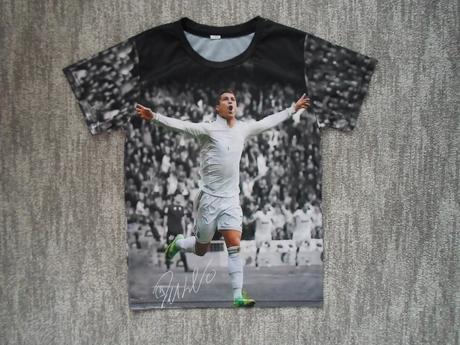 Černé tričko triko krátký rukáv ronaldo, 140