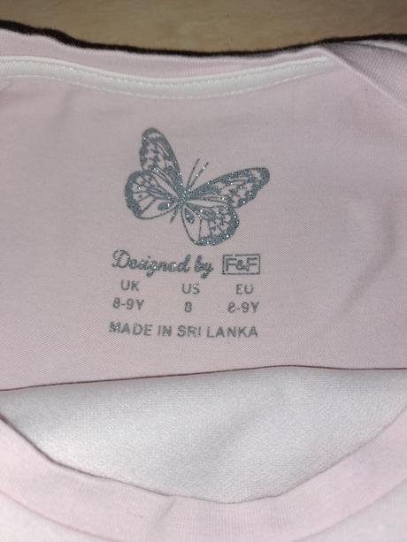 Růžové tričko motýl 8-9 let, f&f,134