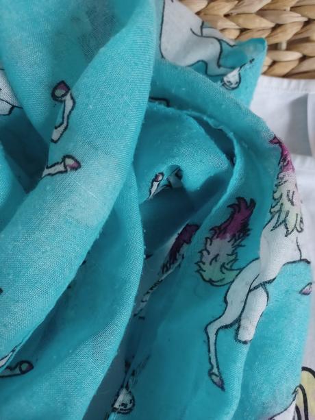 Bílé tričko s jednorožcem + kruhový šátek s jednor, topolino,128