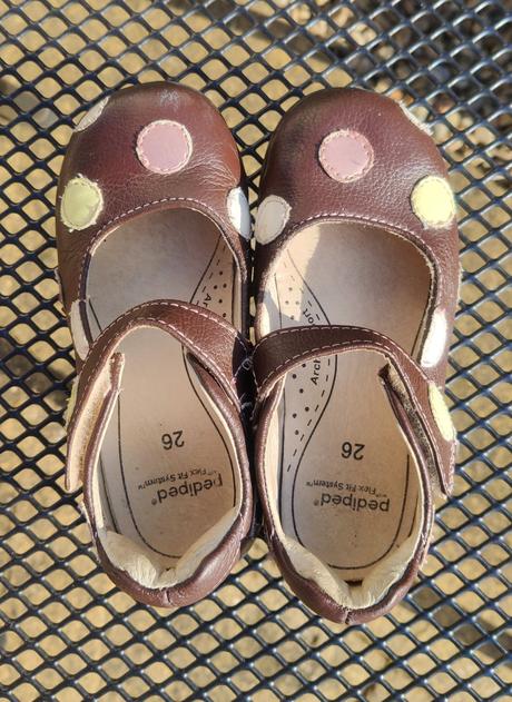 Puntíkované celokožené balerínky pediped barefoot, pediped,26