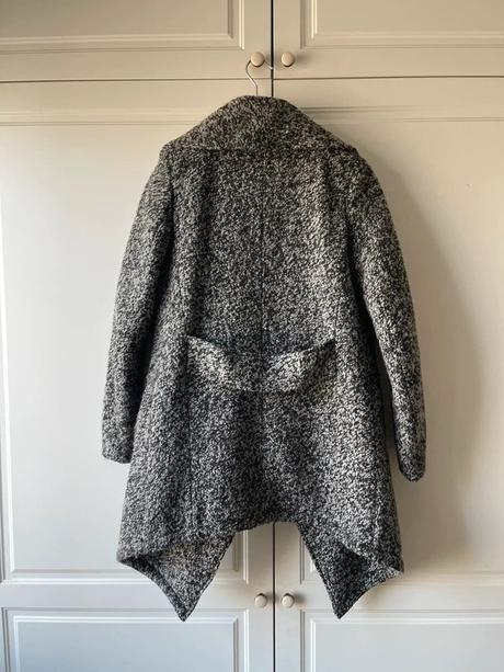 Šedý zimní vlněný bouclé kabát h&m, vel. s-m, h&m