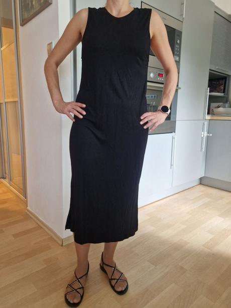 Šaty dlouhé černé s rozparkem hm basics, h&m,xl