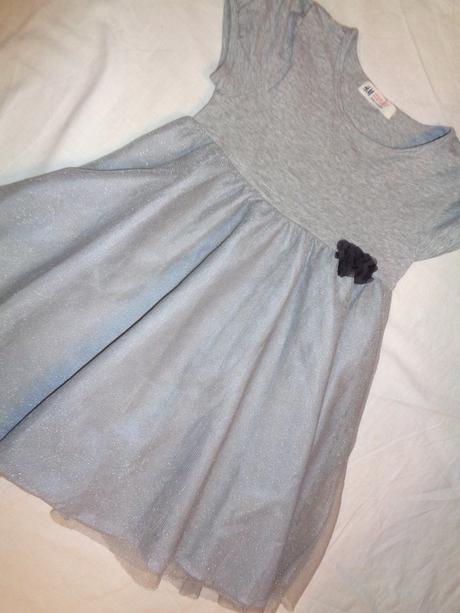 Luxusní šedostříbrné šaty 122/128, h&m,122 / 128