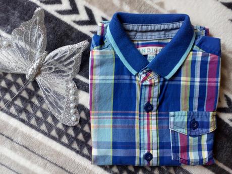 Bavlněná letní košile, modrá kostka, marks & spencer,98