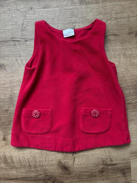 Červené fleecové šatičky/tunika (vel. 80), next,80