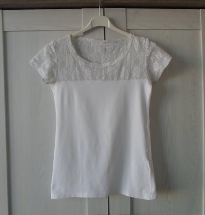 Bílé krajkové tričko triko krátký rukáv, m