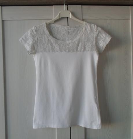 Bílé krajkové tričko triko krátký rukáv, m