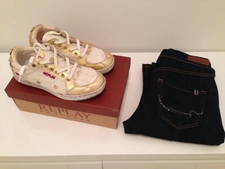 Rifle mango, vel.36 a botky replay bílozlaté 36, 36