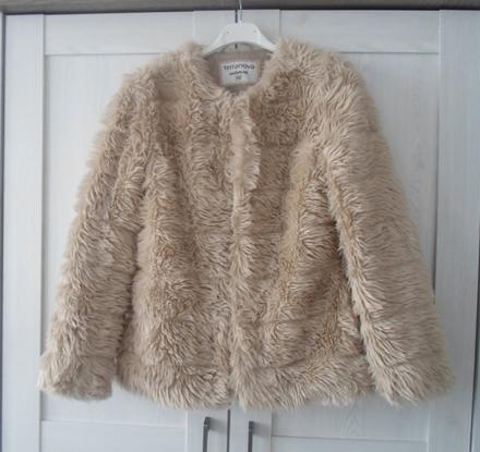 Béžový chlupatý kabát kabátek bunda, terranova,xs