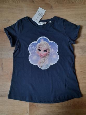 Trcko ledové království, flitry,h&m,134/140, h&m,140