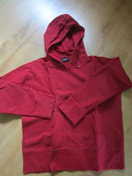 Červená klokánková mikina s kapucí, h&m,164