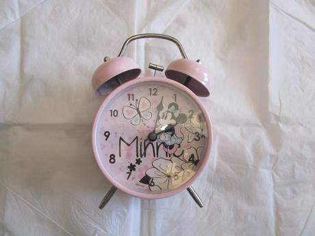 Pěkný růžový budík s minie, rozm. cca 16x12 cm, 
