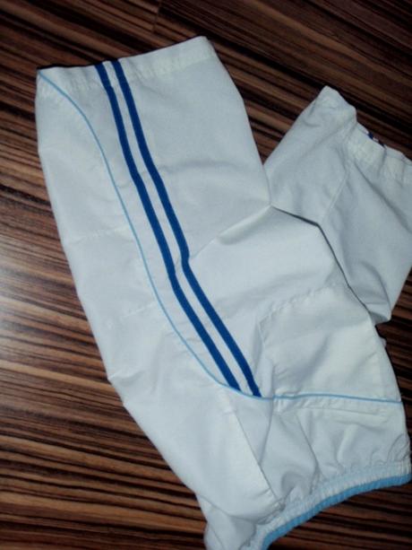 Luxusní bílé 3/4 šusťákové kalhoty, 140