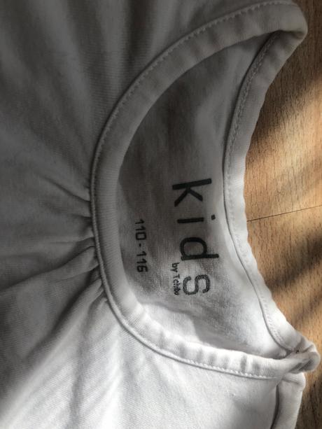 110-116 tricko dlouhý rukáv bílé s masli, tchibo,110