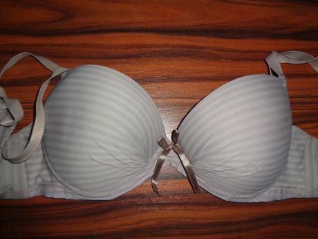 Hnědošedá pruhovaná podprsenka push-up- 90b, 90b