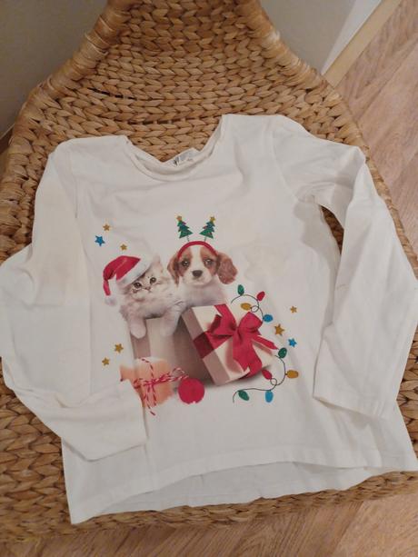 Vánoční tričko se zvířátky h&m, 128