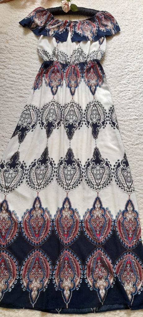 Dlouhé volánové bavlněné letní šaty, m