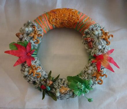 Ruční práce háčkovaný věnec džungle cca 22 cm, 