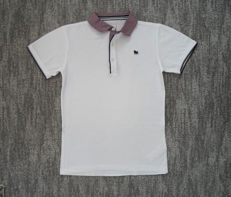 Bílé tričko triko s límečkem polo, 152