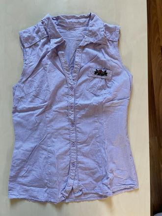 Fialová káro halenka s výšivkou, vel neuvedena cca, s