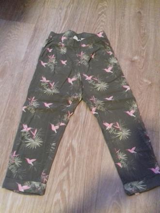 Letní kalhoty s kolibříky, h&m,104