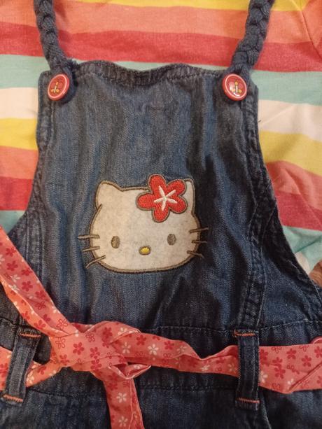 Džínové laclové šortky hello kitty 68/74, c&a,68
