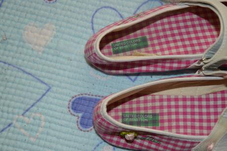 33, 34, textilní balerínky s růžičkami, benetton, benetton,34