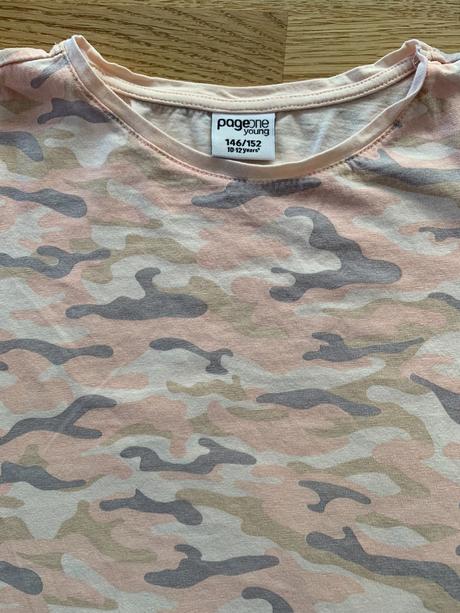 Maskáčové triko růžové pageone vel. 140/146, 140