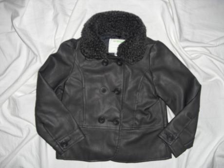 Bombastická šedá koženková bunda, vertbaudet,104