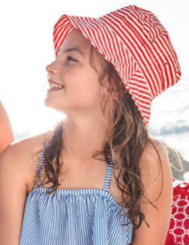 Červený / bílý pruhovaný unisex klobouk 8-10y, tchibo,134