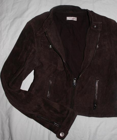 Vb154. hnědá semišová bunda, střih džisky, vel.38, orsay,38