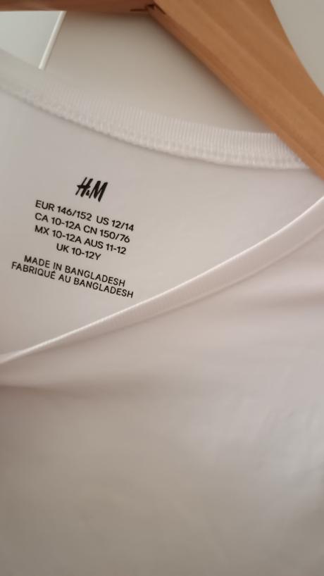 Bílé tričko zn.h&m  vel.146/152- jako nové, h&m,146