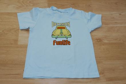 Svetle modre tricko s autem 86/92, 86