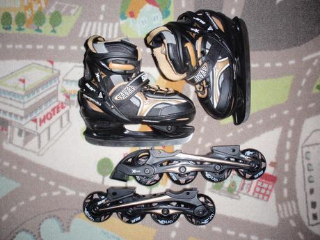 Brusle 2v1 dětské led/kolečka nastavitelné 35-38., sulov,35