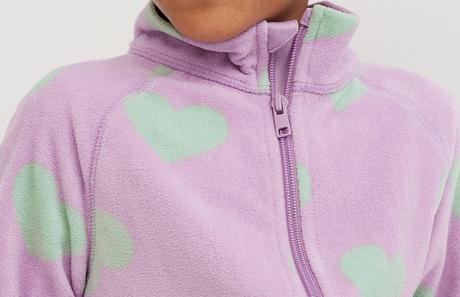 Fleecová srdíčková mikina h&m fialová vel. 110/116, h&m,110 / 116