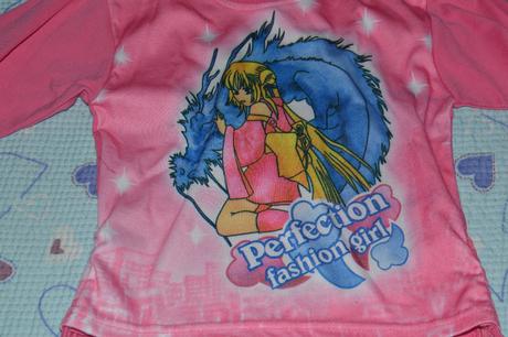 Růžové tričko s obrázkem, na boku nabírané, 116