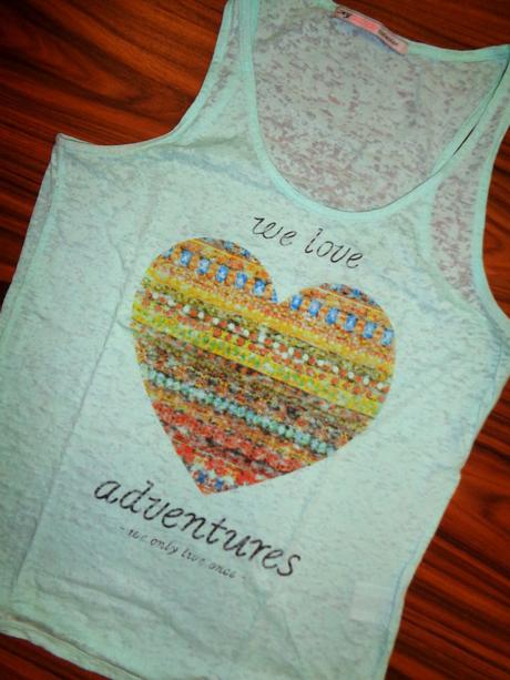 Pěkné mentolově zelené tílko se srdcem, glo-story,l